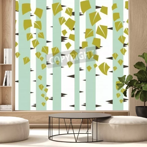 Papier peint  Bouleaux graphiques abstraits