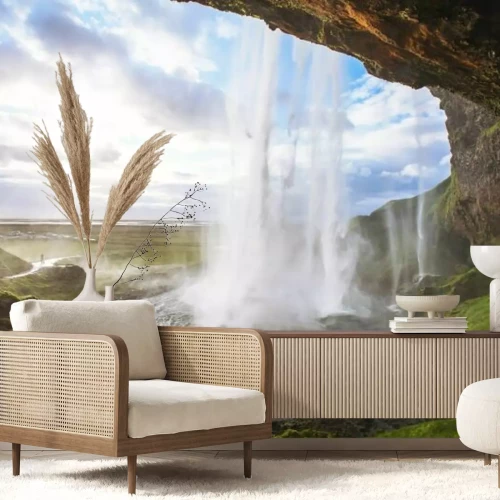 Papier peint  Belle cascade au coucher du soleil