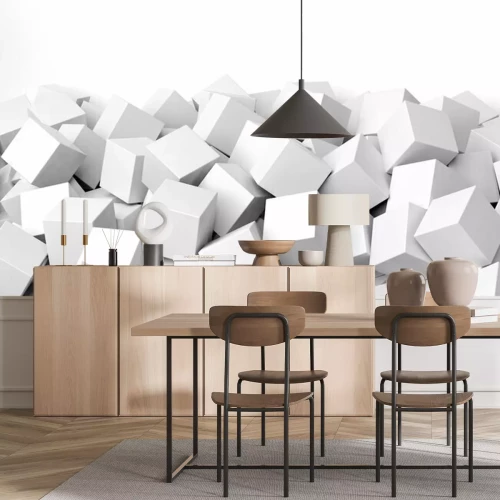 Papier peint  Cubes blancs avec illusion 3D