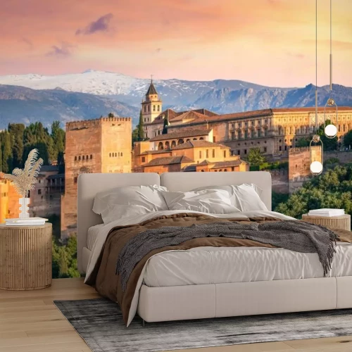 Papier peint  Une forteresse sur fond de montagnes