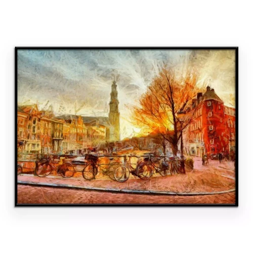 Poster  Une photo artistique d'un coucher de soleil à Amsterdam