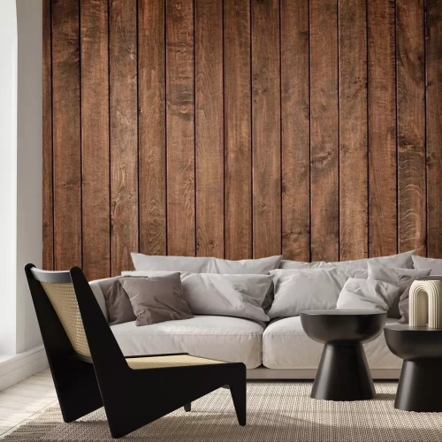 Papier peint  Parquet brun éraflé