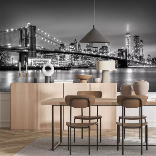 Papier peint  Photographie en noir et blanc du pont de Brooklyn