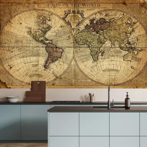 Papier peint  Une vieille carte du monde divisée en hémisphères