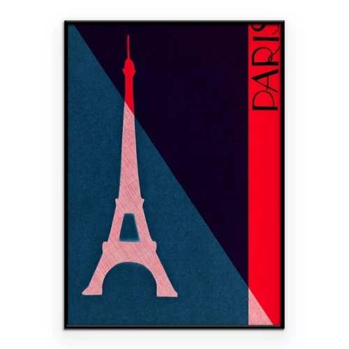 Poster  Une photo minimaliste de la tour Eiffel et du panneau Paris