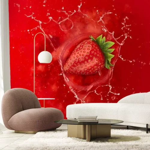 Sticker  Fraise, éclaboussure, jus, liquide, rouge