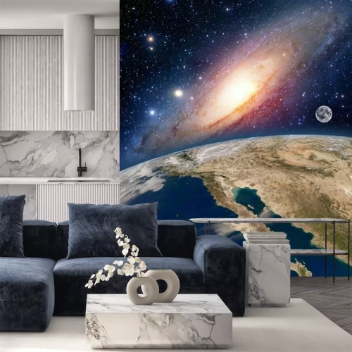 Papier peint  Une vue de la Terre et d'autres corps célestes depuis l'espace