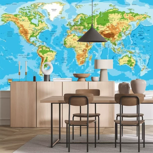 Papier peint  Carte physique du monde