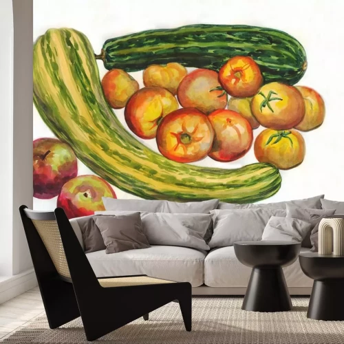 Sticker  Zucchini, tomates, pommes. La peinture à l'aquarelle