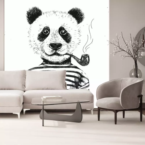 Papier peint  Dessin d'un panda hipster
