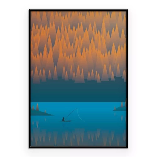 Poster  Paysage forestier abstrait sous forme graphique