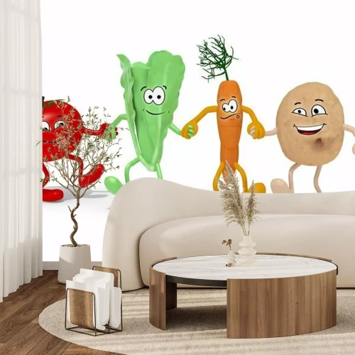 Sticker  Tomate, laitue, carotte, pomme terre, main, main