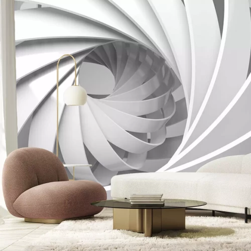 Papier peint  Tunnel spiralé blanc en 3D