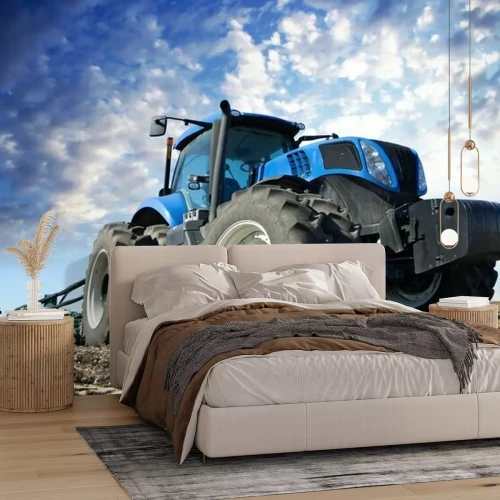 Papier peint  Bleu, tracteur, fonctionnement, ferme