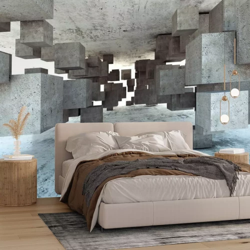 Papier peint  Abstraction 3D en cubes de béton brut