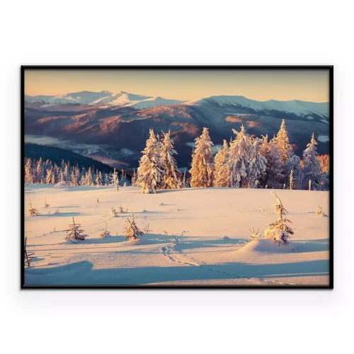 Poster  Une clairière de montagne enneigée