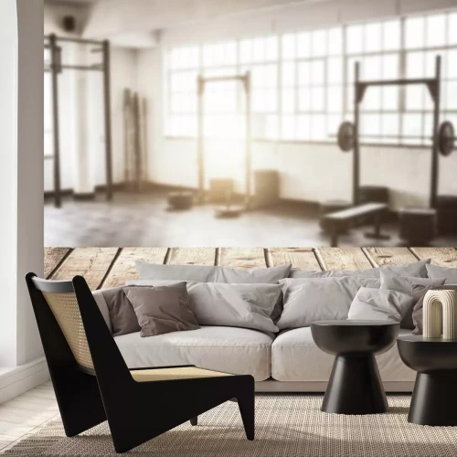 Papier peint  Salle de sport style vintage avec des poids