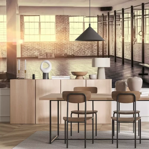 Papier peint  Salle de sport aux murs de briques