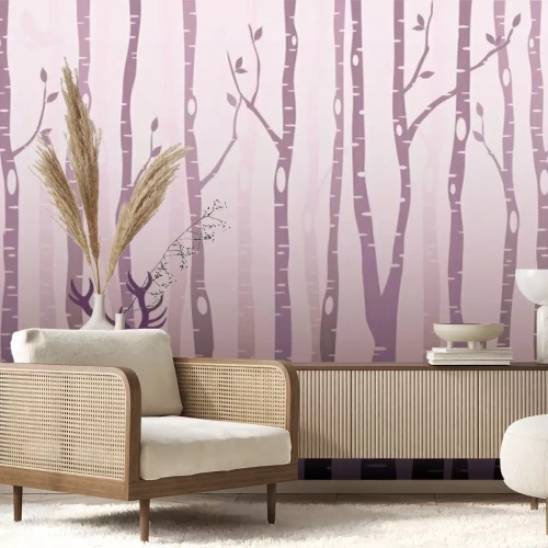 Papier peint  Cerfs contre les arbres