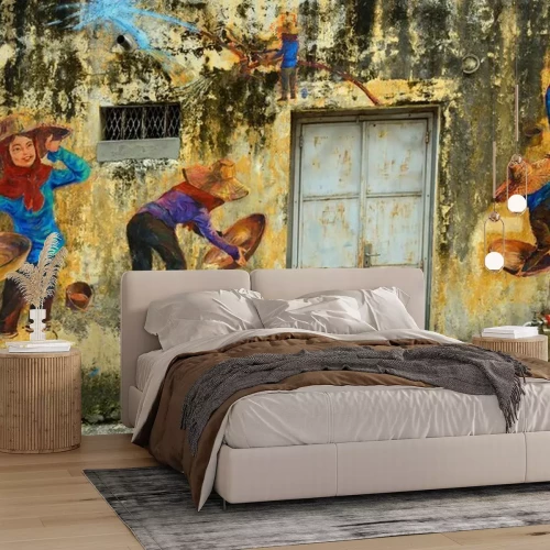 Papier peint  Peinture murale sur un vieux bâtiment en Malaisie
