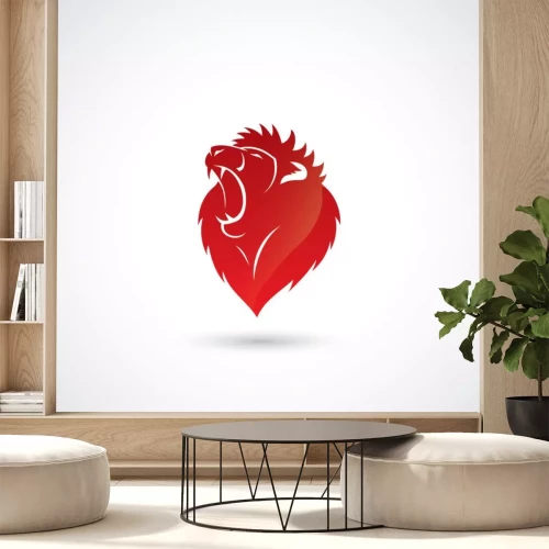 Sticker  Graphique de tête de lion rugissant rouge Lions