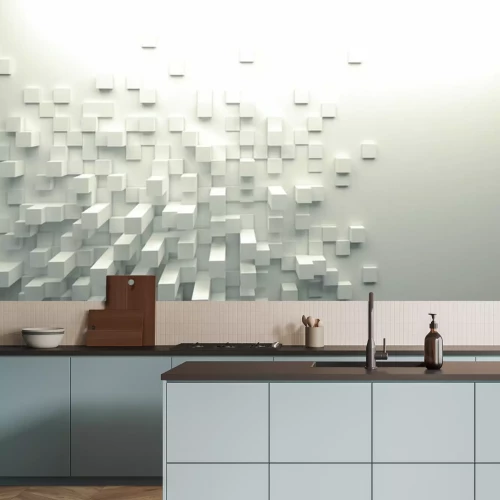 Papier peint  Fond unie et motif géométrique