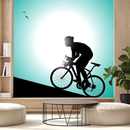 Sticker  Silhouette de cycliste che pedala in salita