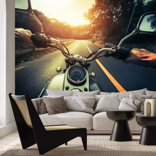 Papier peint  Moto sur la route d'asphalte vide