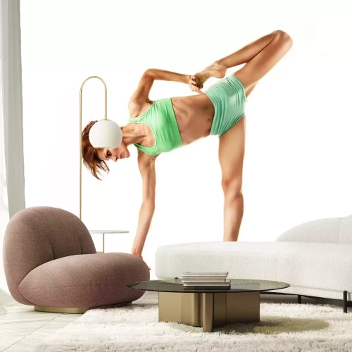 Sticker  Beau, jeune, fille, engagé, yoga, gymnastique, Fitness