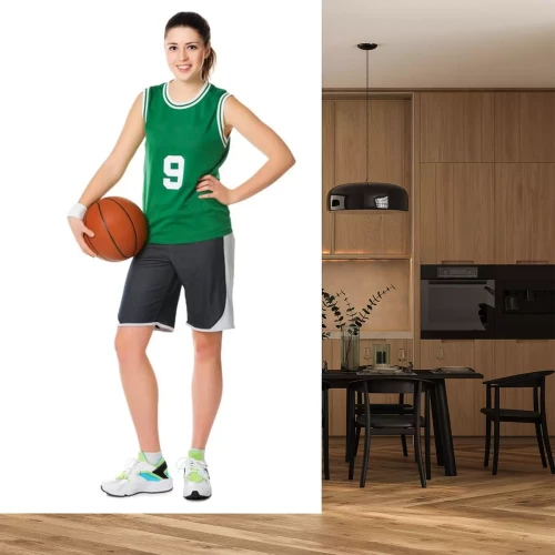 Sticker  Jeune, fille, basket-ball, joueur