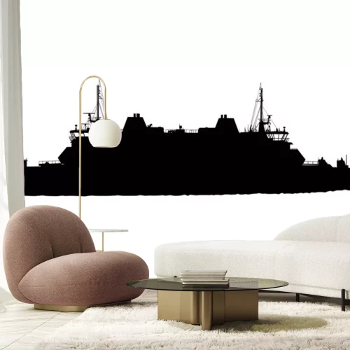 Sticker  Silhouette de grand navire sur fond blanc