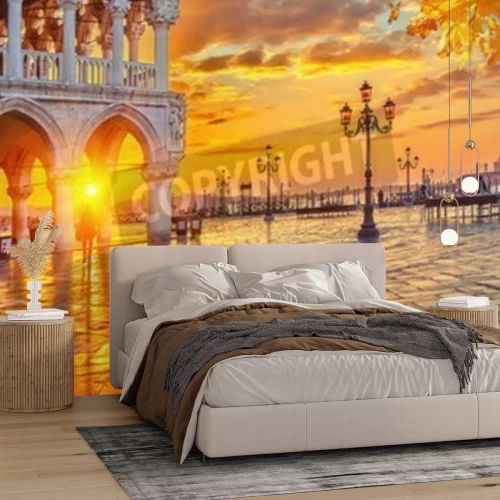 Papier peint  Lever de soleil dans une ville italienne