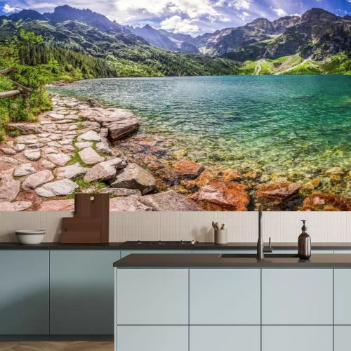 Papier peint  Panorama, Étang, milieu, Tatra, montagnes