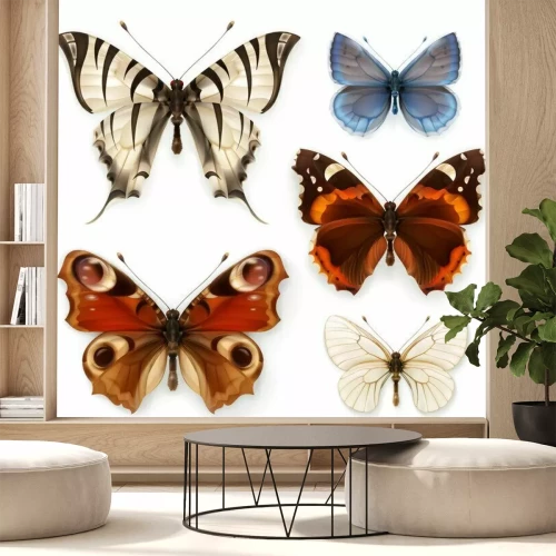 Sticker  papillons 3d sur fond blanc