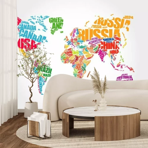 Papier peint  Une carte du monde avec des lettres colorées