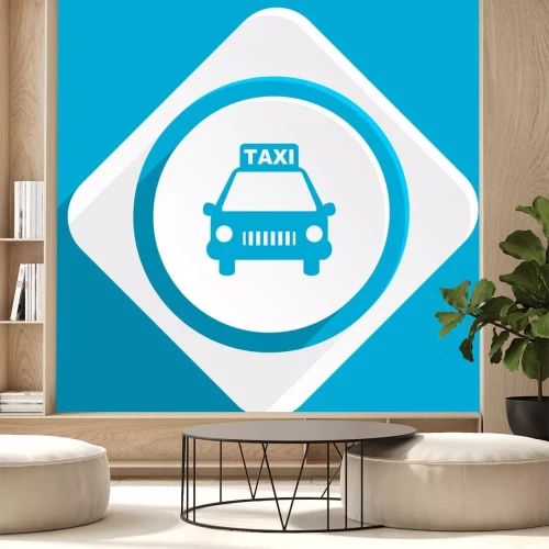 Sticker  Taxi blue flat design icône moderne pour application web et mobile