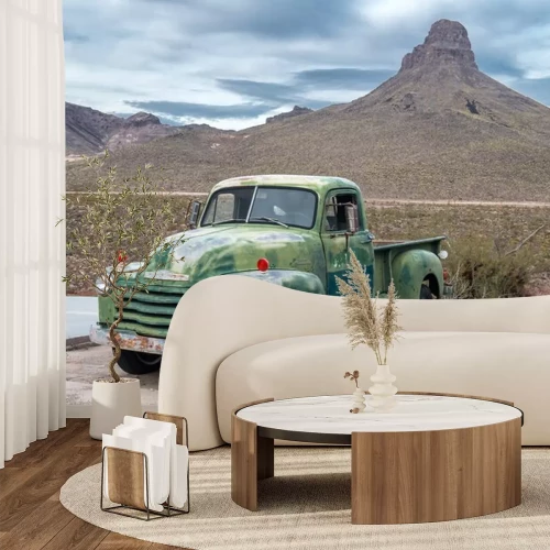 Sticker  Vieille voiture abandonnée à l'ouest sur la route 66