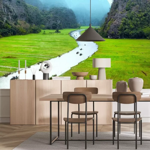 Papier peint  Paysage vietnamien avec une rivière