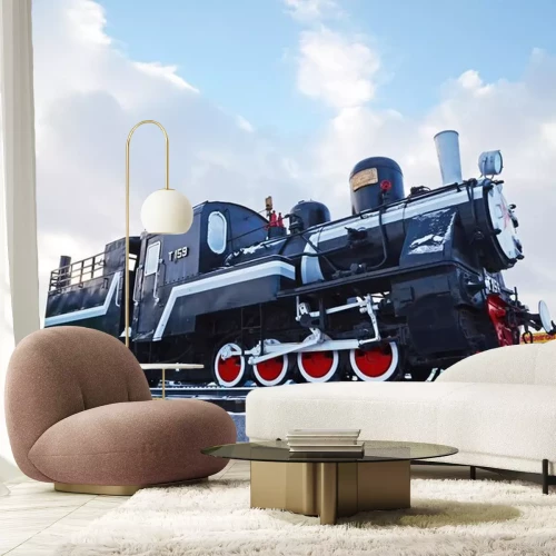 Sticker  Ulaanbaatar, Mongolie-Dec, 02 2015: Locomotive à vapeur série T-159. Musée d'équipement ferroviaire à Ulaanbaatar. Mongolie