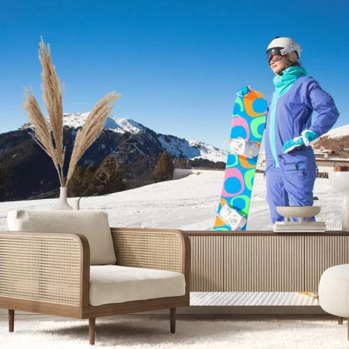 Sticker  Portrait, snowboarder, sommet, Dolomiti, Alpes