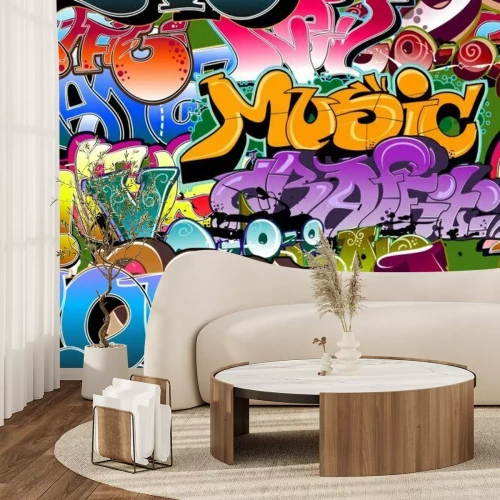 Papier peint  Style graffiti coloré Inscriptions