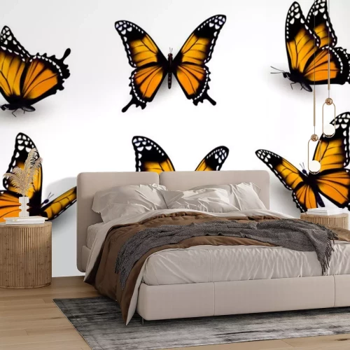 Sticker  Six papillons orange dans différentes positions