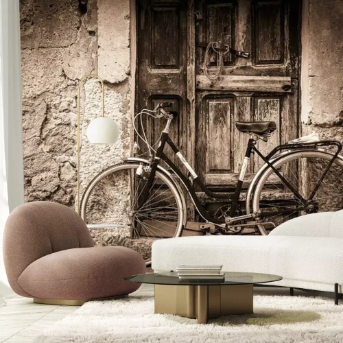 Sticker  Antique, bicyclette, Ancien, bois, porte