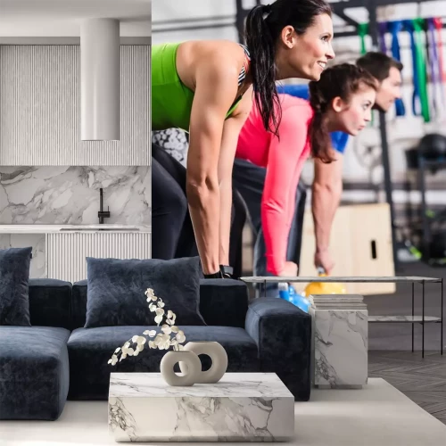 Sticker  Exercice physique fonctionnel im Fitnessstudio mit Kettlebell