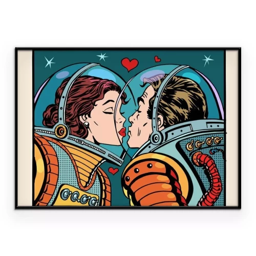 Poster  Un couple d'astronautes amoureux, style commande