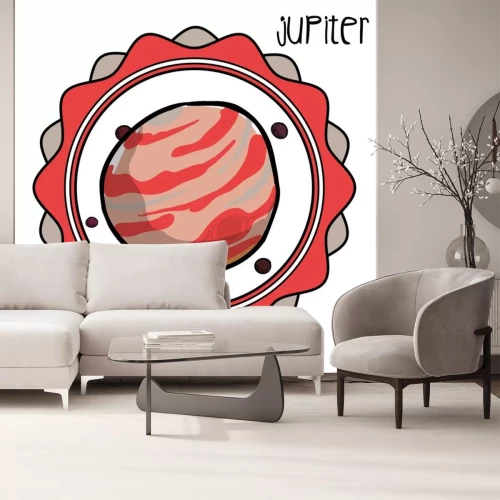 Sticker  Graphismes minimalistes colorés de la planète Jupiter