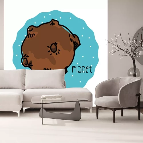 Sticker  Planète avec graphique de fond bleu cratères