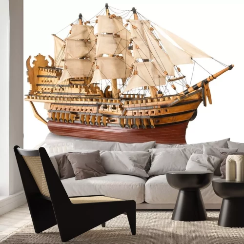 Sticker  Modellino di veliero su fondo bianco