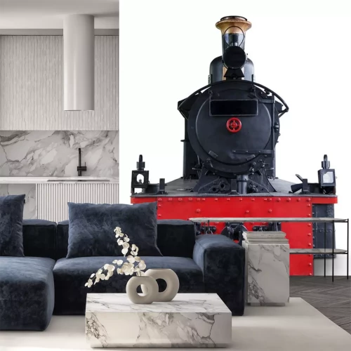 Sticker  Antique, vapeur, locomotive, isolé, blanc