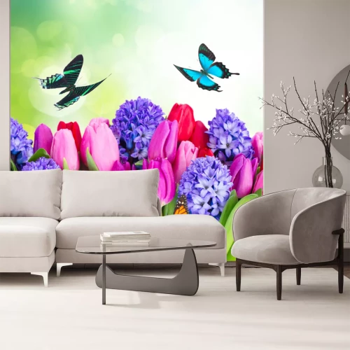 Sticker  Tulipes aux trois papillons